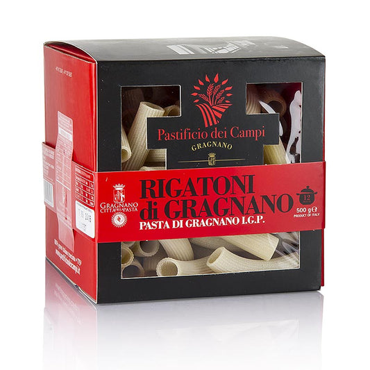 Pastificio dei Campi - No28 Rigatoni, Pasta di Gragnano, IGP/gU, 500 g - Hochwertige Gragnanopasta aus hartem Weizen, hergestellt im traditionellen Gragnano, Italien, nach IGP-Qualitätsstandards