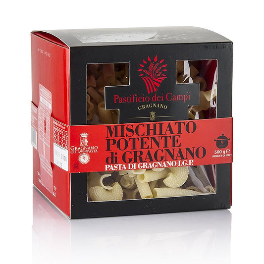 Pastificio dei Campi - No44 Mischiato Potente, gem Nudeln, IGP/gU, 500 g - Hochwertige Gragnanopasta aus Hartweizenmehl und lokalem Grundwasser, die beim Kochen al dente bleibt und das Prädikat IGP trägt