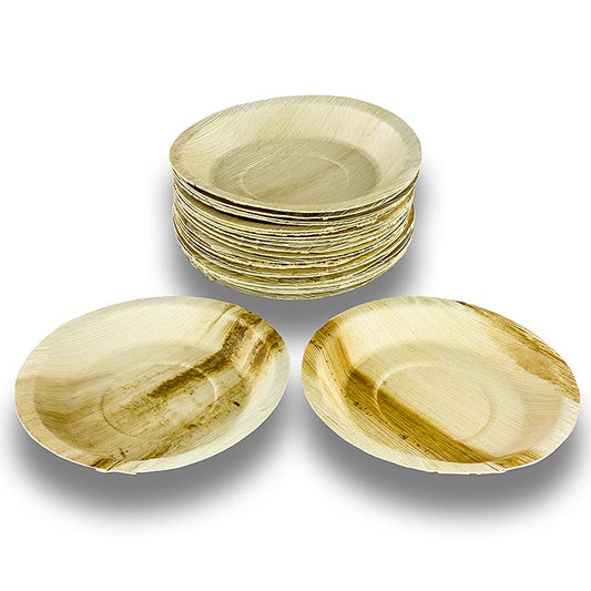 Piatto monouso in foglia di palma, rotondo, ø 24 cm circa, 100% compostabile, 100 pz.