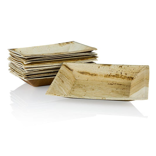 Einweg Palmblattteller aus 100% kompostierbarem Material, ideal für Servieren von Fingerfood und kleinen Gerichten