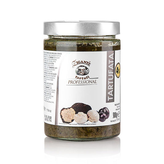 Trüffel-Sauce, mit Sommertrüffel, Zigante Tartufi, 500 g - Wundervolles Aromaprofil, ideal zum Verfeinern von Fertiggerichten, Zubereiten von Soßen oder als Brotaufstrich Sehr lecker und beeindruckt jeden Feinschmecker