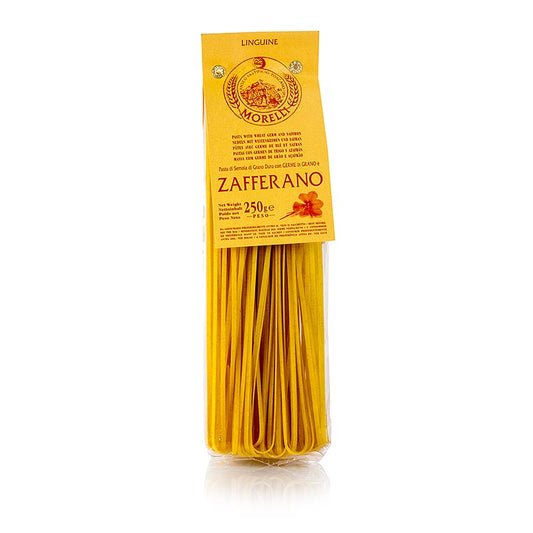 Handwerklich hergestellte Morelli 1860 Linguine mit Safran und Weizenkeimen, 250 g, ohne Konservierungs- und Farbstoffe, in San Romano (Pisa) hergestellt