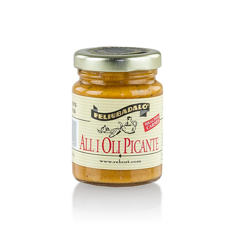 95g Glas Allioli - Knoblauchcreme von Feliubadalo, pikant und voller Knoblauchgeschmack, perfekt als Dip, Brotaufstrich oder zum Verfeinern Ihrer Gerichte, unverzichtbare Zutat in der spanischen Küche, verleiht mediterranes Flair