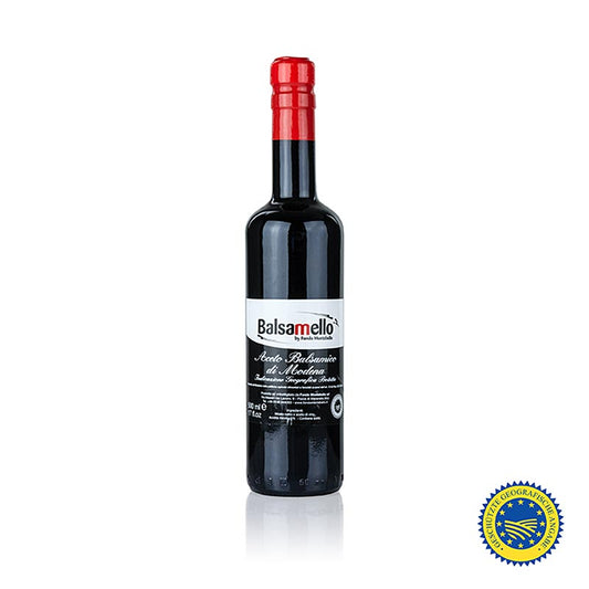 Flasche Aceto Balsamico di Modena ggA, ABB50, Balsamello, 500 ml, ideal für Dressings und zum Abschmecken von Fleischgerichten und Saucen
