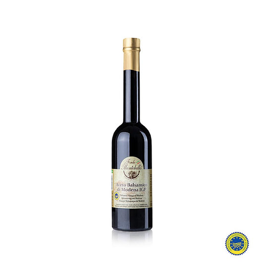 Aceto Balsamico di Modena ggA, ASR50, weniger süß, 500 ml - Ein junger Essig mit hohem Mostanteil und angenehmem Geschmack, ideal für Saucen, Fleisch- und Fischgerichte, rohes und gekochtes Gemüse, Käse, Obst und Desserts