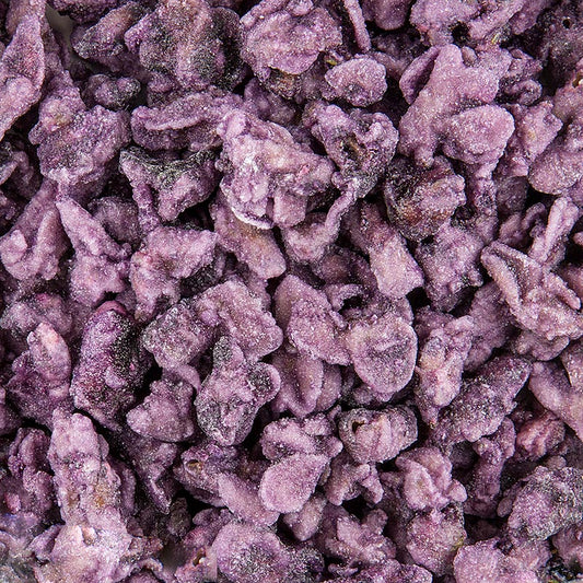 Kristallisierte essbare Veilchenblütenblätter in blau-violett, ca 2cm groß, perfekt zum Dekorieren von Kuchen, Puddings und Eiscreme geeignet