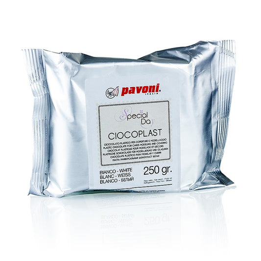 Modellierbare Schokolade von Pavoni, weiß, 250 g - perfekt zum Modellieren von Figuren, Rosen und Blumen sowie zum Eindecken von Torten und Kuchen