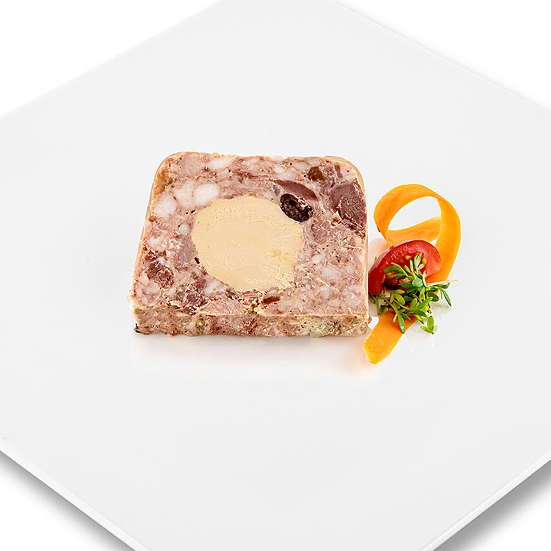 A 1 kg product of Terrine von Taube with Kirschen and 20% Entenleberstopfleber from Rougie