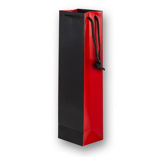 Weinpräsenttasche in braun/rot für eine Flasche, 360x100x80mm, Geheimnisvolle Verpackung