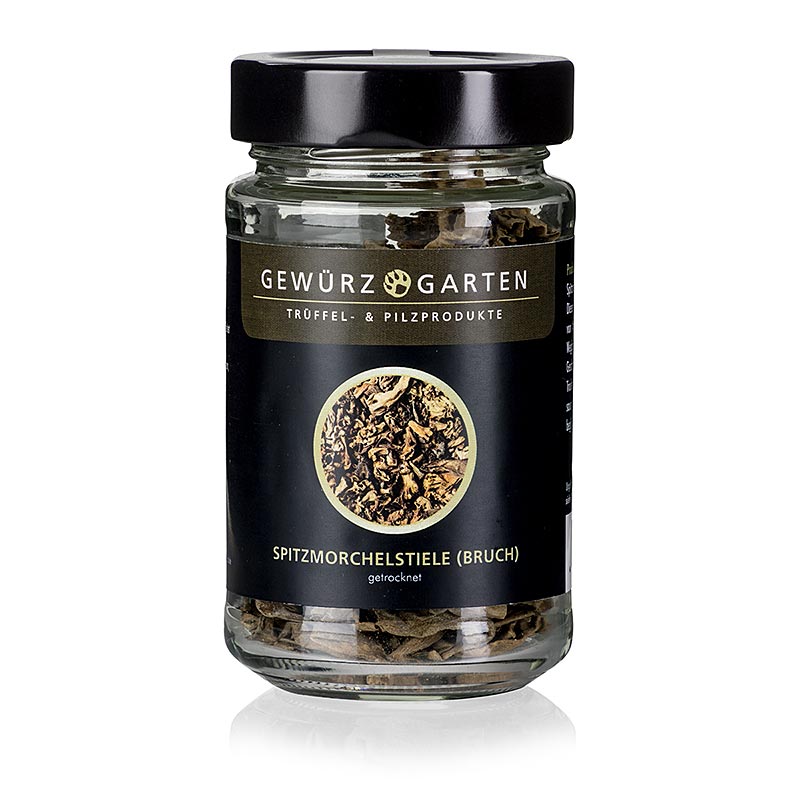 Getrocknete Spitzmorchel-Stiele von Gewürzgarten, ideal zur Verfeinerung von Duxelle Masse und für Pilzgerichte Einweichen in heißem Wasser für maximales Aroma