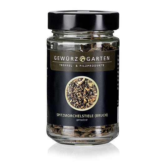 Getrocknete Spitzmorchel-Stiele von Gewürzgarten, ideal zur Verfeinerung von Duxelle Masse und für Pilzgerichte Einweichen in heißem Wasser für maximales Aroma