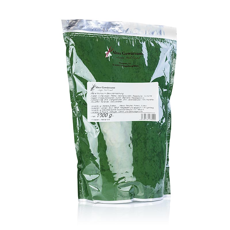 1 kg-Packung Raz el Hanout, eine vielseitige Gewürzmischung aus 27 verschiedenen Gewürzen, perfekt zum Würzen von Couscous und Tagines, für abenteuerlustige Heim- und Profiköche