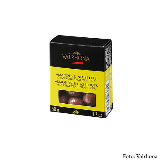 Köstliche Valrhona Equinoxe Kugeln - Mandeln und Haselnüsse in zarter Milchschokolade umhüllt, perfekt zum Verwöhnen und Genießen
