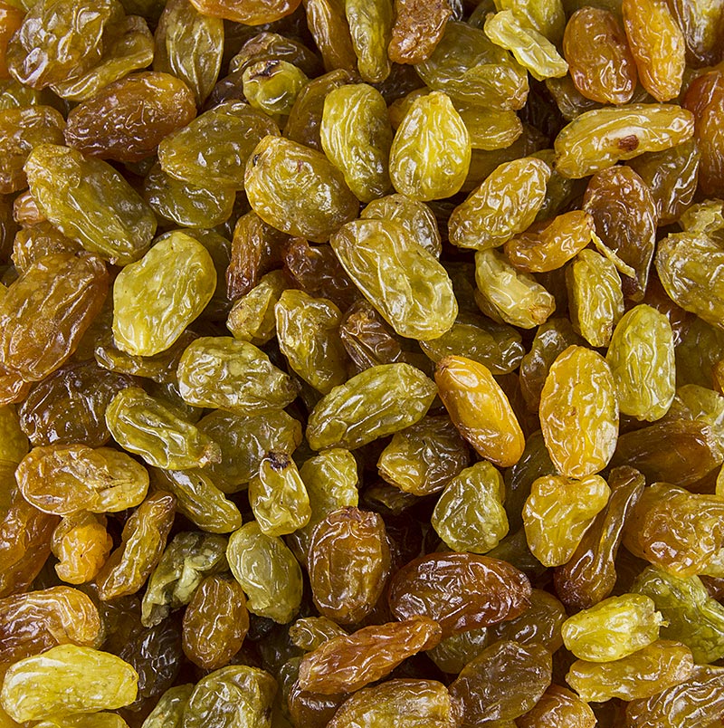 Weinbeeren Jumbo, grün/gelb, geschwefelt, Chile (ähnl Sultaninen), 1 kg - Trockenfrüchte mit natürlicher Fruchtsüße, ideal für Müsli, Salate, Desserts und mehr