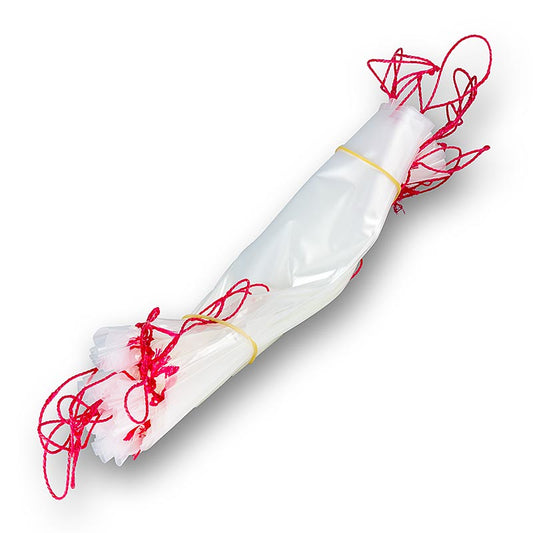 Kunststoff-Darm, ø ca 5,7cm, ca 25cm lang, 25 St - Bild eines Kunststoff-Darms zur Herstellung von Brühwurst, Leberwurst und Sülze, um die Haltbarkeit zu verbessern und Gewichtsverlust sowie Sauerstoffzutritt zu vermeiden