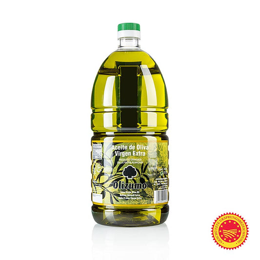Natives Olivenöl Extra, Aceites Guadalentin Olizumo DOP/gU, 100% Picual, 2 l - Produktbeschreibung: Intensiv gold-grünes Olivenöl aus Picual-Oliven, geerntet im Nationalpark Sierras de Cazorla, Segura y Las Villas Duftet nach Gras, Thymian, Minze und Fenchel, mit Noten von Feigenblattaromen Am Gaumen süßlich mit grasig-würzigen Noten, die in fruchtigen Geschmack übergehen Kaltgepresst und temperaturkontrolliert bei Aceites Guadalentin hergestellt, mit zahlreichen Qualitäts- und Geschmackstests