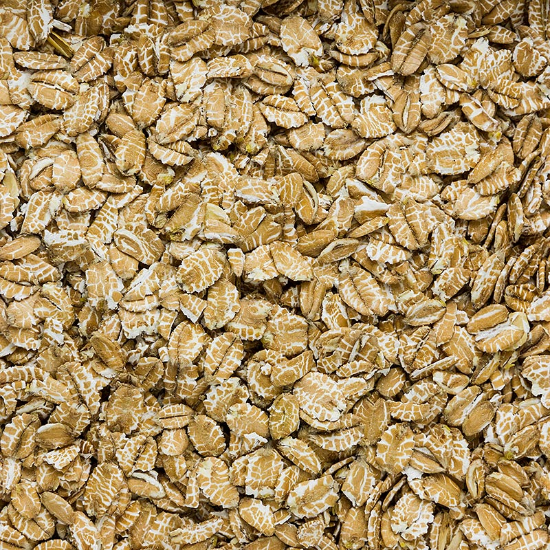 Bildillustration von Dinkelflocken, 1 kg - einem robusten und weizenverwandten Produkt, das sich geschmacklich und in den Verwendungsmöglichkeiten ähnlich wie Haferflocken präsentiert und sich besonders gut in Porridge, Müsli oder Backwaren eignet