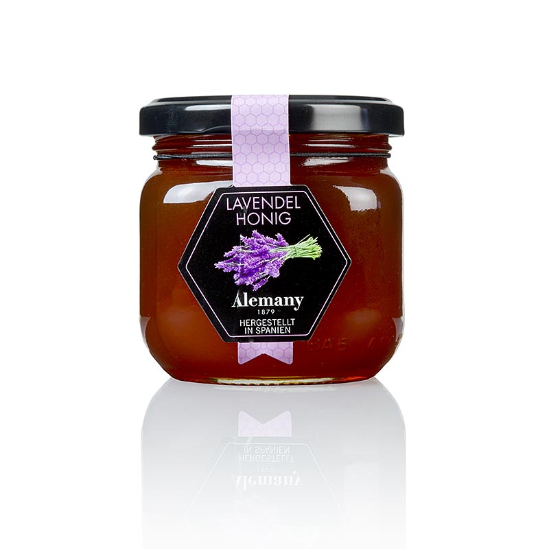 Lavendel-Blütenhonig, Alemany, 250 g - Flüssiger Honig aus Spanien, mit feinem Lavendelaroma und goldbrauner Farbe