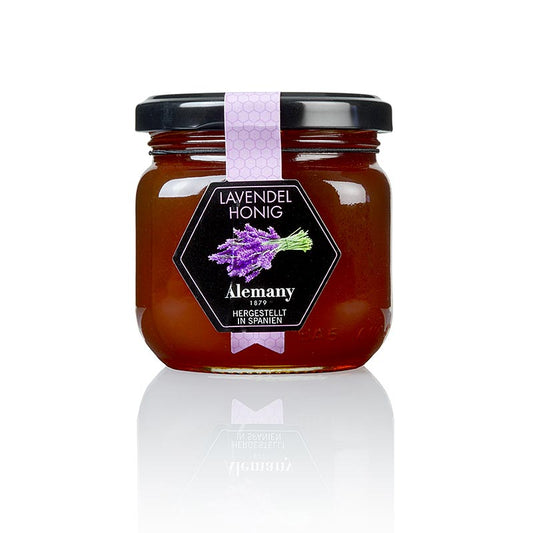 Lavendel-Blütenhonig, Alemany, 250 g - Flüssiger Honig aus Spanien, mit feinem Lavendelaroma und goldbrauner Farbe