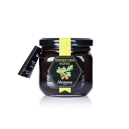 Steineichenhonig, Alemany, 250 g - Klare flüssige Honigwabe, dunkle Farbe, intensiver würziger Geschmack