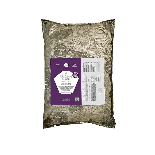 Cru Virunga Kongo, 70%, Bitter Couverture, Callets, Original Beans, BIO, 2 kg - Bio-Schokolade aus dem Virunga Nationalpark, hergestellt zum Schutz von Berggorillas und Natur, mit warmen Noten von Weichselkirschen, Schokolade und Schwarztee, dunkle Schokolade mit einem Kakaoanteil von 70%, 20 Stunden conchiert, aus seltenen Kakaosorten, mit direktem Handel mit Bauernkooperativen und Naturschutzprojekten