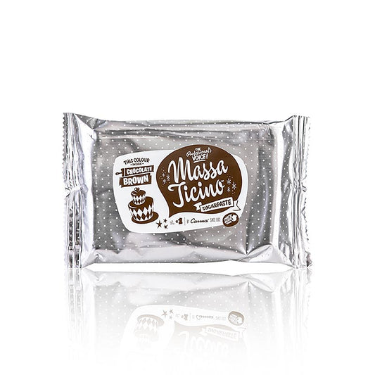 Schokoladenbraune Massa Ticino Tortengarniermasse, 250 g, vegan und AZO-frei Ideal zum Überziehen von Torten und Dekorieren von Cupcakes Professioneller Look für selbstgemachte Kuchen und Torten