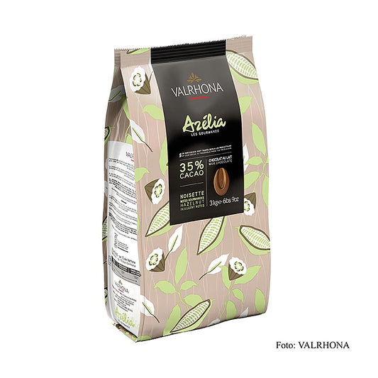 Valrhona Azélia, Haselnuss Couverture, 35%, Callets, 3 kg - Schokolade, Milch und Haselnuss in perfektem Dreiklang, Hochgenuss mit Suchtpotential