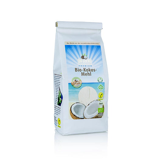BIO Kokosmehl von Dr Goerg, 600 g - Zum Backen und Kochen, reich an Ballaststoffen und Eiweiß, Premium-Qualität aus sonnengereiften Kokosnüssen von den Philippinen