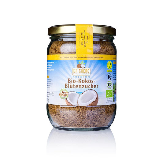 Bio Dr Goerg Kokosblütenzucker, 280 g, mild und karamellig, aus Kokospalmennektar gewonnen, ideal zum Süßen, Backen und für exotische Cocktails, hochwertiges Bio-Produkt von Kleinbauern auf den Philippinen