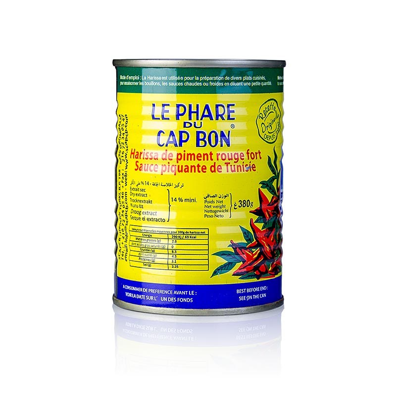 Harissa, scharfe Würzpaste, 380 g - Traditionelle nordafrikanische Gewürzpaste aus roten Chilis, Knoblauch, Kreuzkümmel und Koriander für vielseitige Verwendung in Suppen, Eintöpfen, Marinaden und Dip-Saucen Authentische Delikatesse in praktischem 380-Gramm-Glas