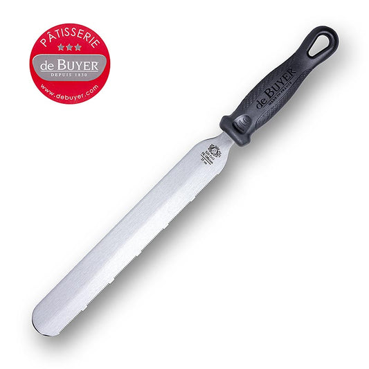 DeBUYER FK OFFICIUM Biskuitsäge, 25cm, gezahnt, 1 St - Ideal zum Schneiden und Teilen von Biskuit- und Kuchenböden, Streichen und Glätten von Gebäck, Cremetorten und Kuchen, spülmaschinenfest