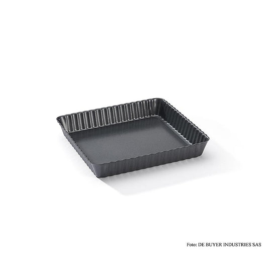 deBuyer Tarteform, quadratisch, ø18cm, mit abnehmbarem Boden, ideal zum Backen von Kuchen, Tartes, Quiches und Pasteten, perfekte Wärmeleitung, muss vor Verwendung nicht eingefettet werden, handspülen zur Schonung der Antihaftbeschichtung