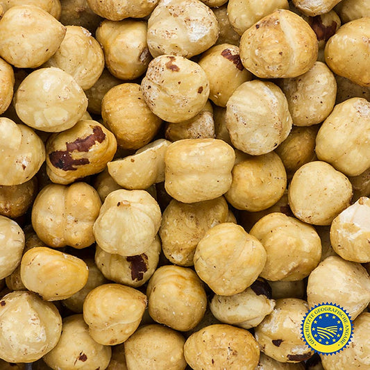Haselnüsse - Piemont ggA,ohne Haut und geröstet, 14mm, 1 kg: Hochwertige geschälte und geröstete Piemont-Haselnüsse mit intensivem Aroma, ideal für Gebäck, Kuchen und Patisserie