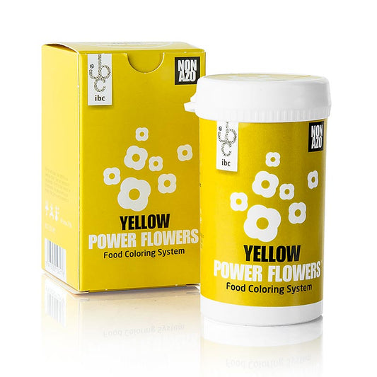 Gelbe AZO-freie Lebensmittelfarbe für Schokolade - PowerFlowers Mona Lisa 50 g, ideal für Torten, Gebäck und Pralinen, hochwertige Pulverfarbe