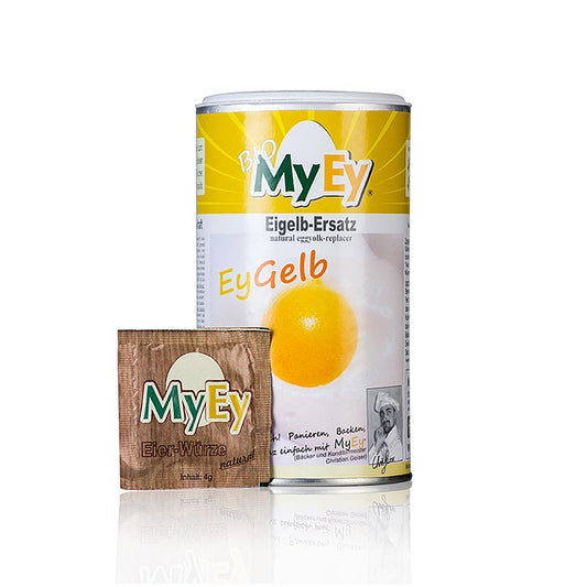 MyEy - EyGELB, Hühnereigelb-Ersatz, Eifrei, vegan, BIO, 200 g - Produkt zum Binden, Lockern und Anreichern von Speisen, Desserts und Kuchen, harmonisch im Geschmack und einzigartig in der Funktionalität