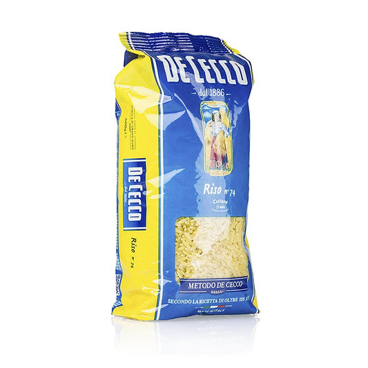 De Cecco Riso (Reiskornnudel), No 74, 500 g - Beliebte Suppennudel, die optisch dem Reiskorn ähnelt, und einfach mitgegart werden kann