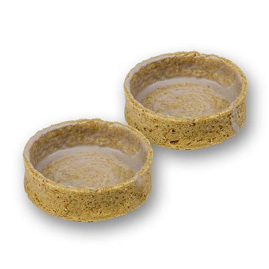 Knusprige Tartelettes aus Graham Crackern, gecoated mit einer dünnen Fettschicht
