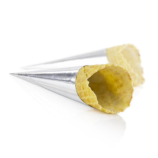 Köstliche Mini-Waffelcroissants mit einem Hauch von Curry, perfekt als Snack oder Beilage geeignet Knusprig und handgefertigt, beschichtet für zusätzlichen Geschmack und Textur ø 30x80mm, 498g, 83 St