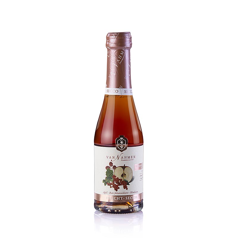 Fruchtig prickelnder Van Nahmen Apfel-Rote Johannisbeere-Himbeere Fruchtsecco, alkoholfrei, 200 ml - ein erfrischender und fruchtiger Genuss, perfekt für die gehobene Gastronomie und exklusive Restaurants