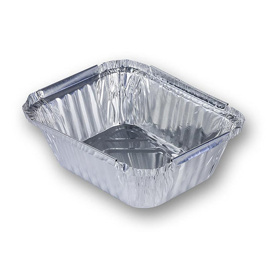 Kleine Einweg-Aluschalen mit den Maßen 14,7x12,2cm, 5 Stück pro Packung, hitzebeständig und stabil, perfekt zum Auffangen von Bratensaft und Fett, praktisch und vielseitig einsetzbar