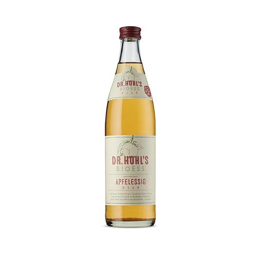Apfel-Essig, Dr HÖHL´S BioEss klar, vegan, BIO, 500 ml: Extrafeiner Apfelessig aus ganzen deutschen Äpfeln, ohne schweflige Säure, geeignet für vegane Ernährung, verfeinert Speisen und Dressings, basisch verstoffwechselnd, ideal für die tägliche Essig-Trinkkur