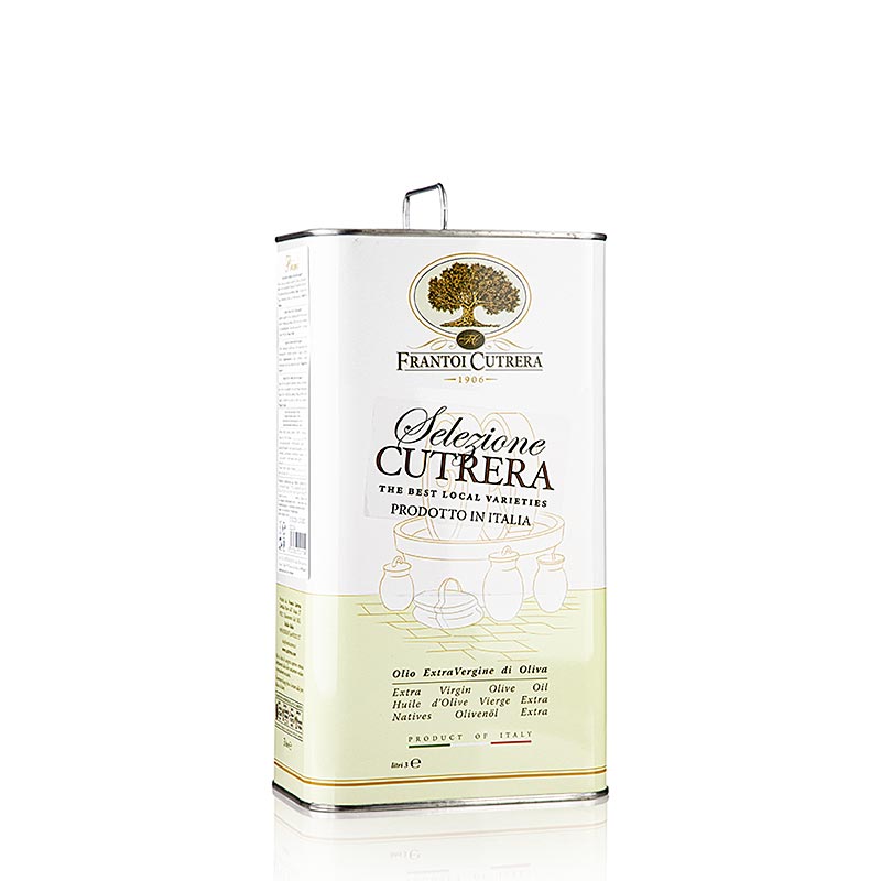 Intensives natives Olivenöl Extra Selezione Cutrera mit Aromen von Artischocken und Oregano, ideal zum Marinieren von Fisch und gegrilltem Fleisch
