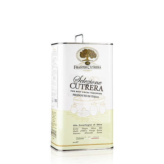 Intensives natives Olivenöl Extra Selezione Cutrera mit Aromen von Artischocken und Oregano, ideal zum Marinieren von Fisch und gegrilltem Fleisch