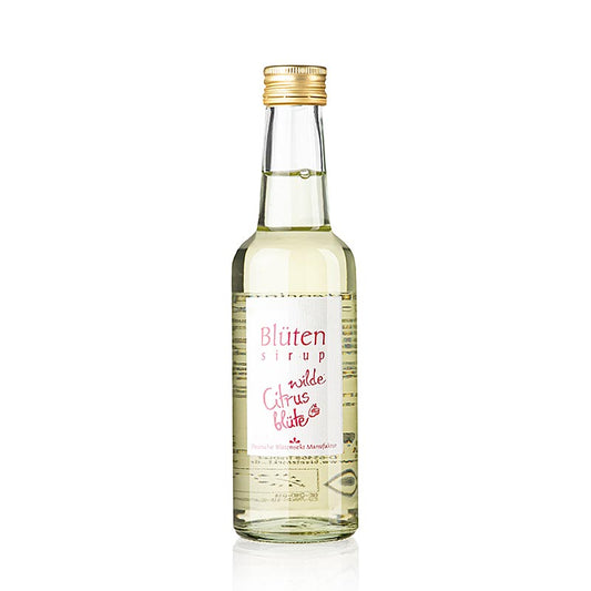 Blütensirup wilde Citrusblüte, 1:10, BIO, 250 ml - Bio-Sirup aus handgeernteten Blüten, mit herb-frischem Duft und Geschmack von Zitrus, Melisse und Zitronengras, ideal zum Verfeinern von Getränken und Desserts, hergestellt von der Deutschen Blütensekt Manufaktur