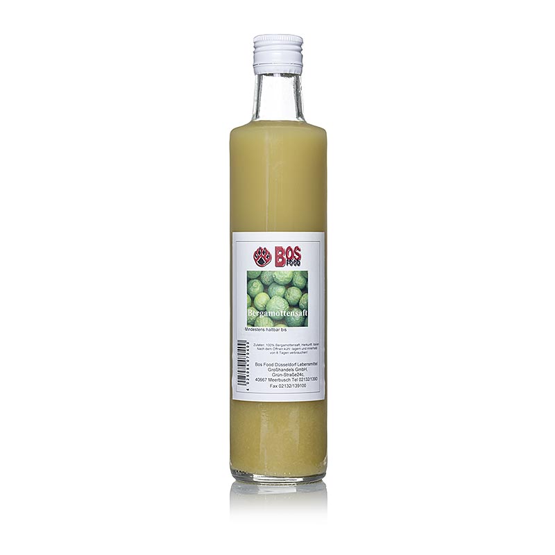BOS FOOD Bergamotten Saft, naturrein & ungezuckert, 500 ml - Ideal für originelle Rezepte, die Neugierde wecken, mit unglaublicher Aromafülle und feiner Säure