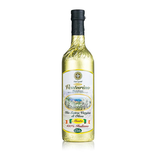 Extra vergine Olivenöl der Familie Venturino, 100% italienisch, 750 ml, aus unweit der ligurischen Küste bei Taggia kultivierten Olivenhainen