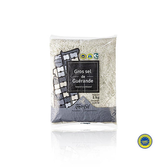 Sale marino, grosso, grigio, umido, Guerande/Francia, TradySel, 1 kg