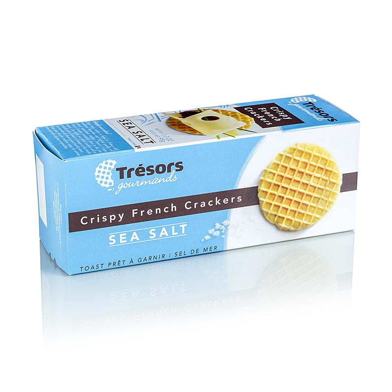 Barsnack Tresors - Crispy franz Mini-Waffel-Cracker mit Meersalz, 95 g: Leckere Mini-Waffel-Cracker, perfekt zum Belegen mit Käsecreme, Antipasti, Schinken, Wurstwaren oder eingelegtem Fisch, sowie zum Dippen