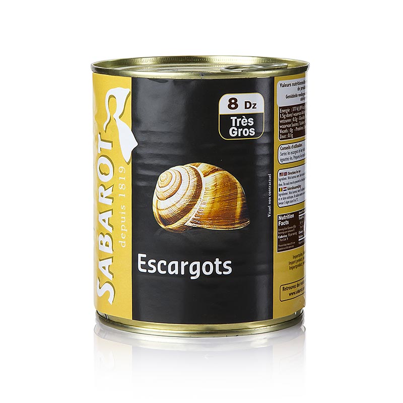 Große Weinbergschnecken (Helix Lucorum) in einer Packung von 800 g, insgesamt 96 Stück Vielseitig verwendbar, zB mit Kräuterbutter gebacken, als Ragout, Auflauf-Zutat, Suppen-Einlage, im Tempura-Teig, mit Gemüsestreifen in einem Crêpe, geräuchert oder gehackt für eine Kruste