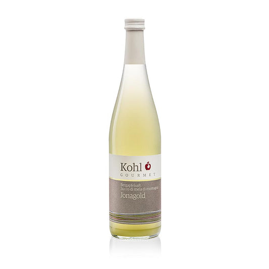 Flasche Gourmet Bergapfelsaft Jonagold, 750 ml, aus handgepflückten Bergäpfeln gepresst, süßer Fruchtgeschmack und seidiger Abgang, ideal zu hellem Fleisch und Desserts